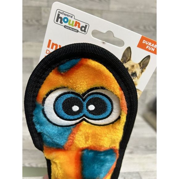 Outward Hound Invincibles Orange/Blue Snake Squeaker Dog Toy, Tough Duty‎ - Picture 1 of 7